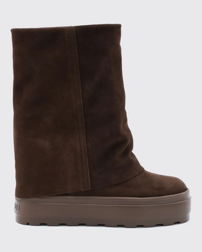 Casadei Kniehohe Wildlederstiefel mit hohem Keilabsatz Braun