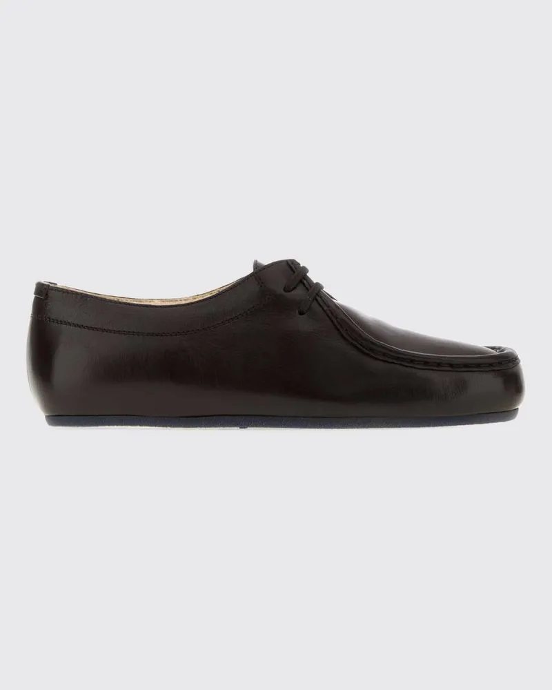 Jil Sander Derby-Schuhe aus Glattleder mit Shearling-Futter und Gummisohle Kakao