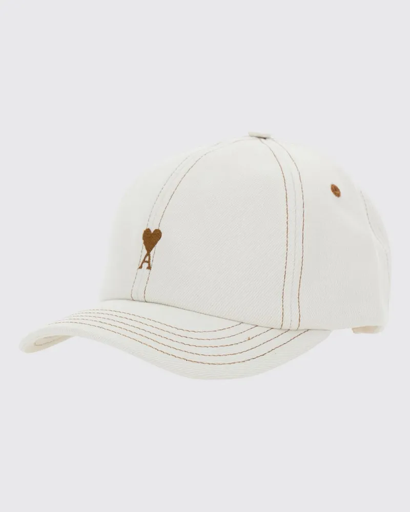 AMI Paris Baseballkappe aus Baumwolle mit gesticktem Ami de Cœur-Logo Cream