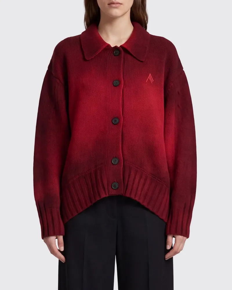 ATTICO Relaxed-Fit-Cardigan aus Wolle mit gesticktem Monogramm Rot