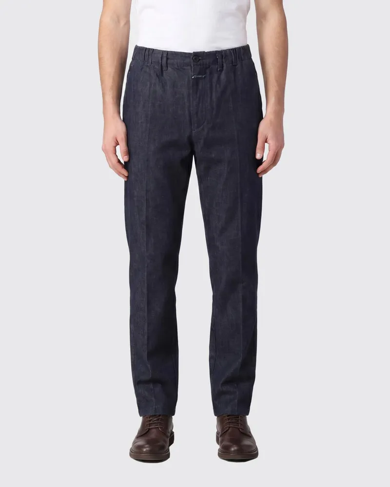 Closed Slim-Fit Jeans aus Baumwoll- und Leinen-Denim mit fünf Taschen Blau