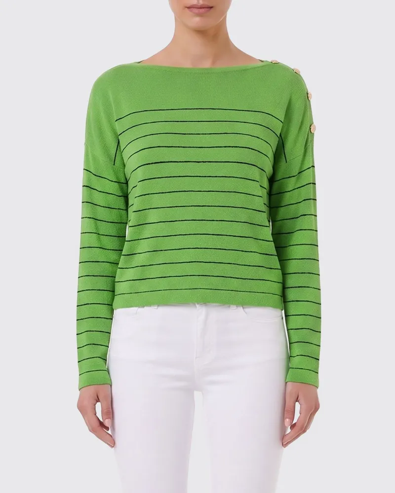 Elisabetta Franchi Gestreifter Baumwollmischung Pullover Schwarz