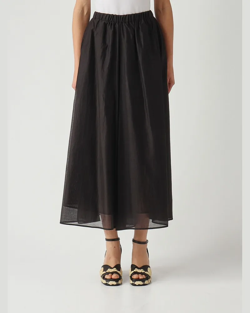 MEIMEIJ Cropped Hose aus Chiffon Schwarz