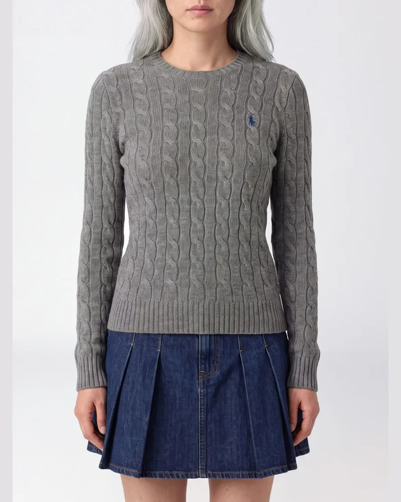 Ralph Lauren Slim Fit Rundhalspullover aus Wolle und Kaschmir mit Pony-Logo Charcoal