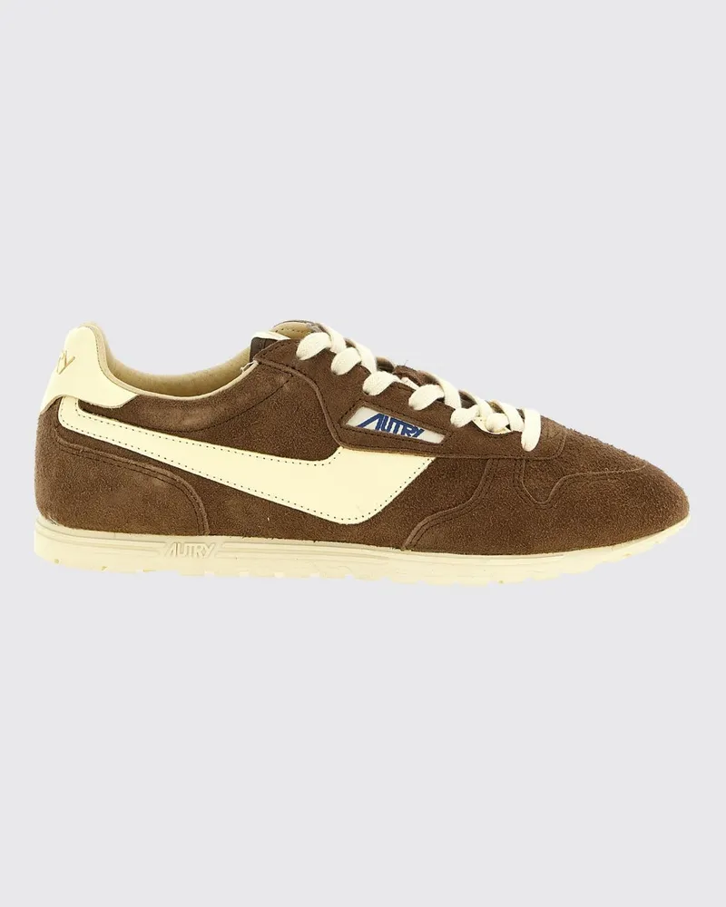 AUTRY Windspin Low Top Sneaker aus Leder und Nylon mit Wildledereinsätzen Braun