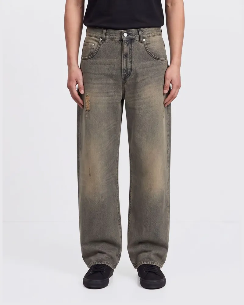 Séfr Weite Jeans aus Used-Denim Schwarz