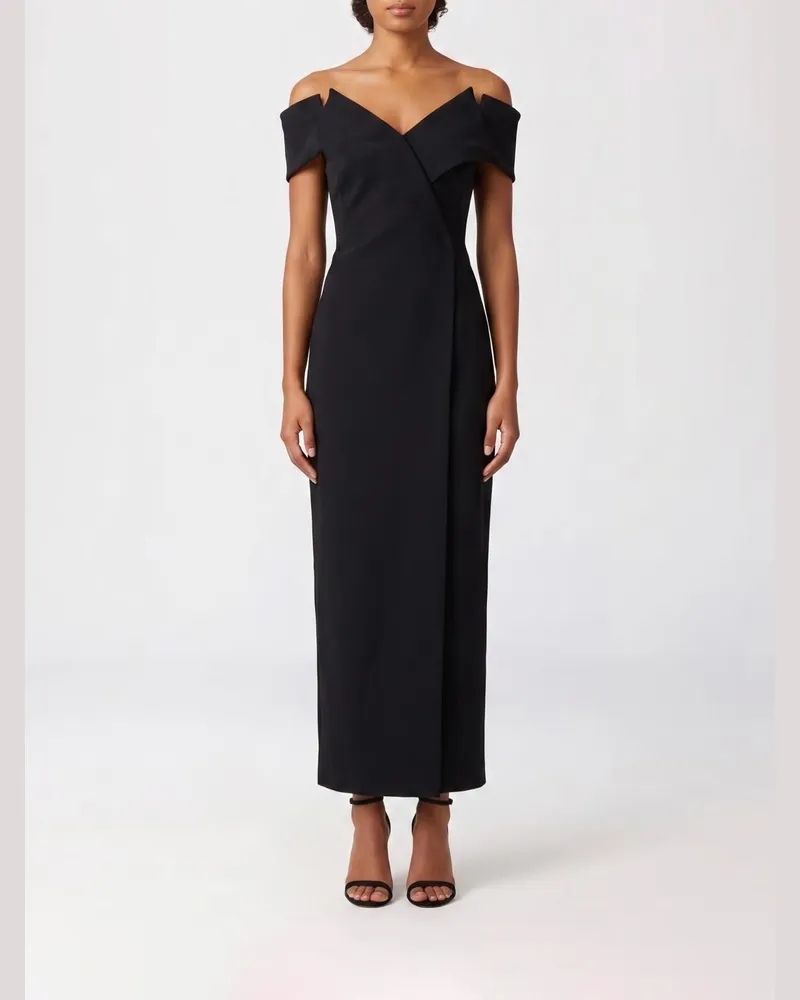 KHAITE Midi-Kleid aus Crêpe Schwarz
