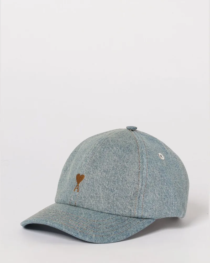 AMI Paris Baumwoll-Denim-Hut mit gesticktem Logo von Hellblau