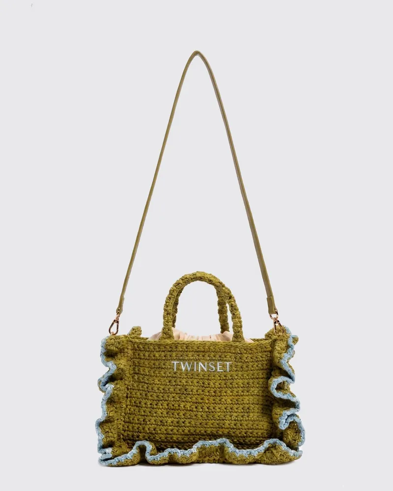 Twin-Set Tasche aus Häkelstoff Grün