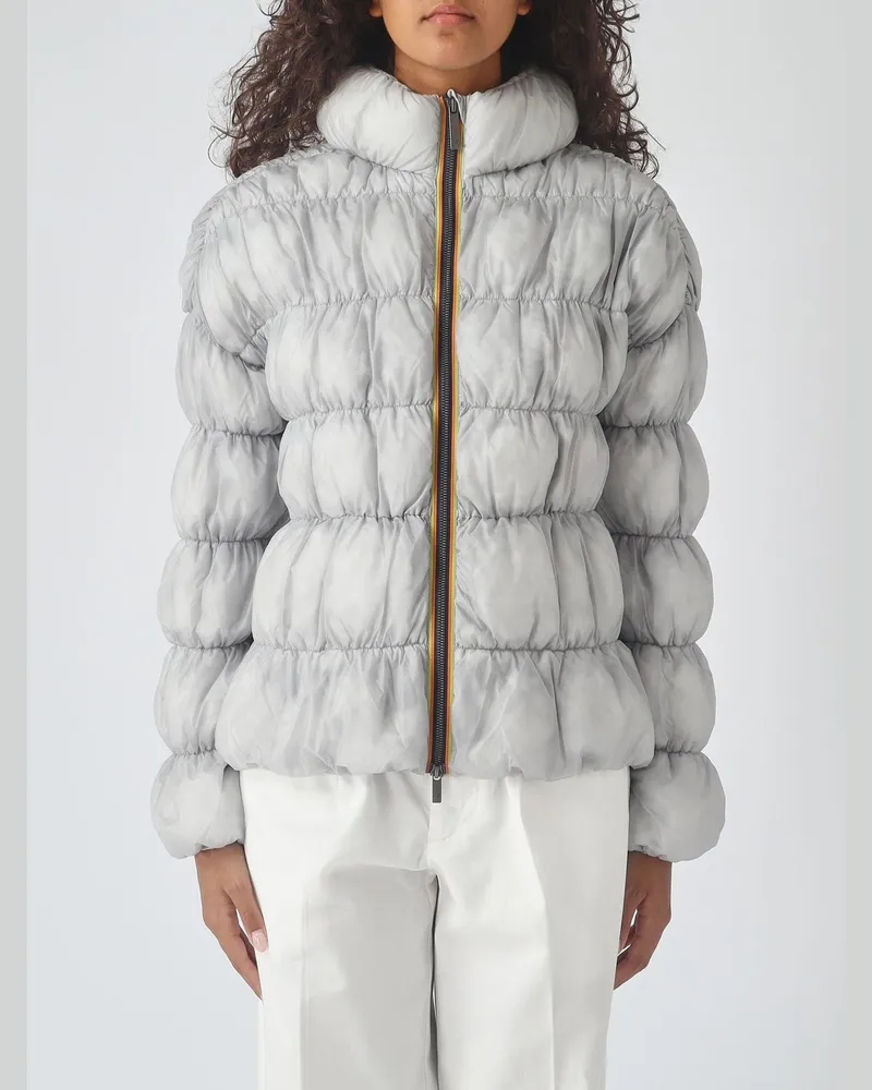 K-Way Kurze wasserdichte Rayon-Daunenjacke Frayn mit Trichterkragen Silber