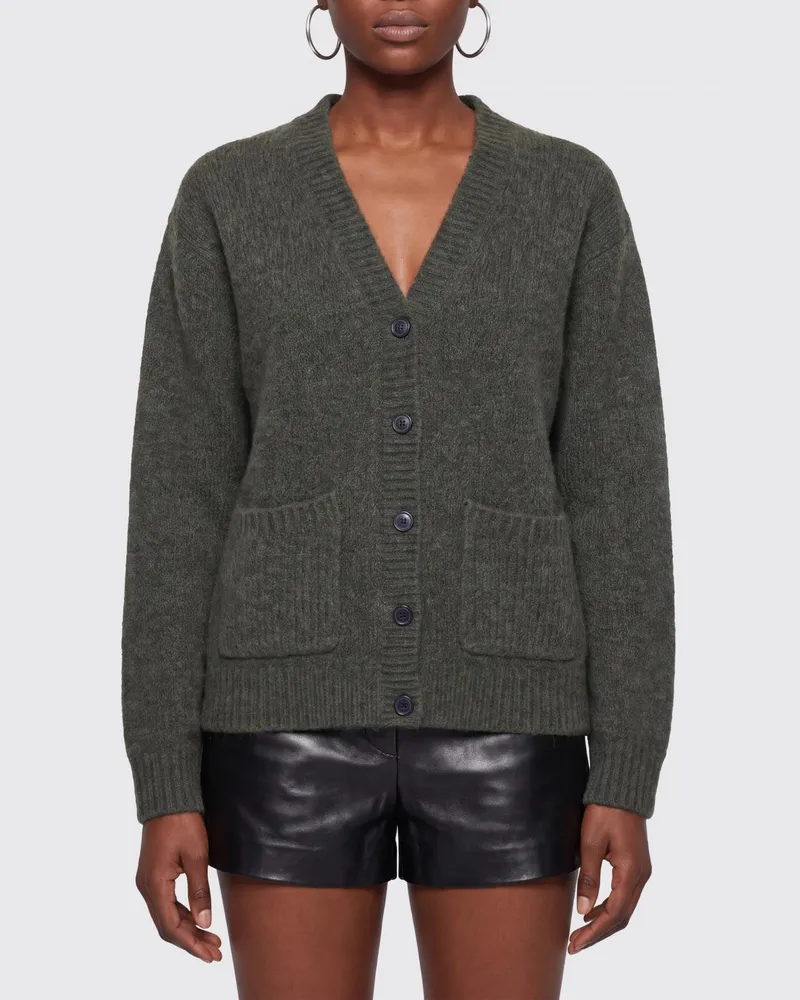 Dries van Noten Cardigan mit V-Ausschnitt in Relaxed Fit aus Alpaka- und Wollmischung Grün