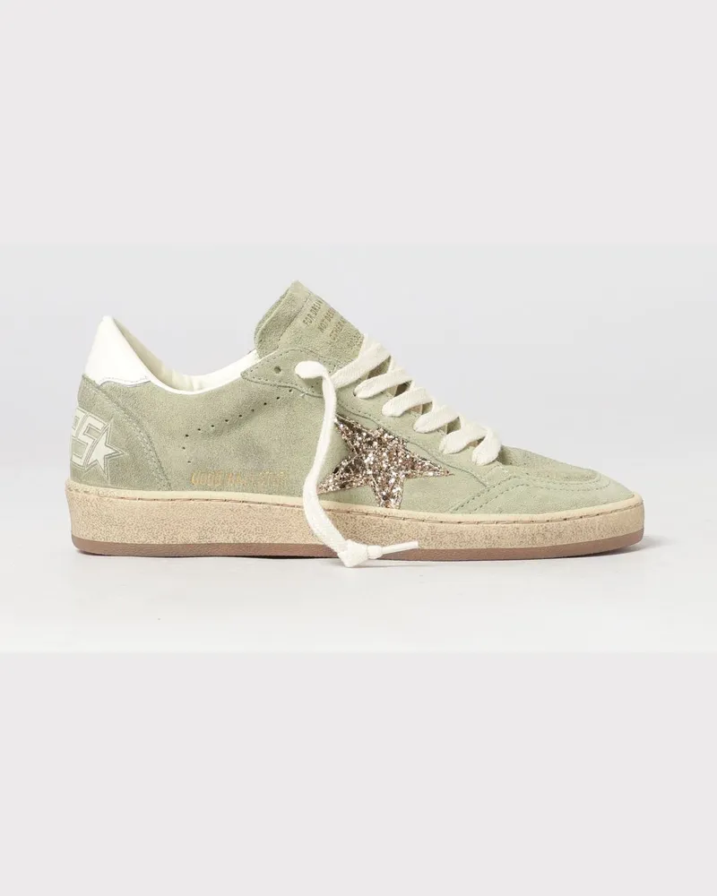 Golden Goose Ball Star Sneakers aus Velourskalbsleder mit Glitzerdetails Grün