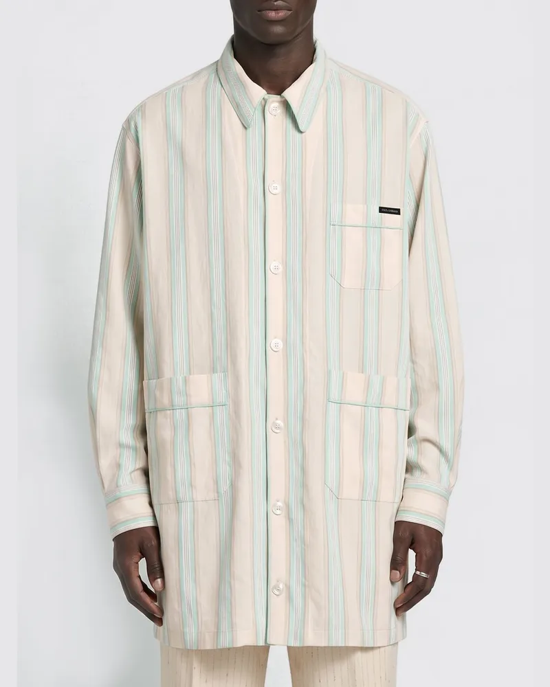 Dolce & Gabbana DOLCE  GABBANA Gestreiftes Relaxed-Fit-Hemd Dolce & Gabbana aus Seidenmischung mit französischem Kragen Gestreift