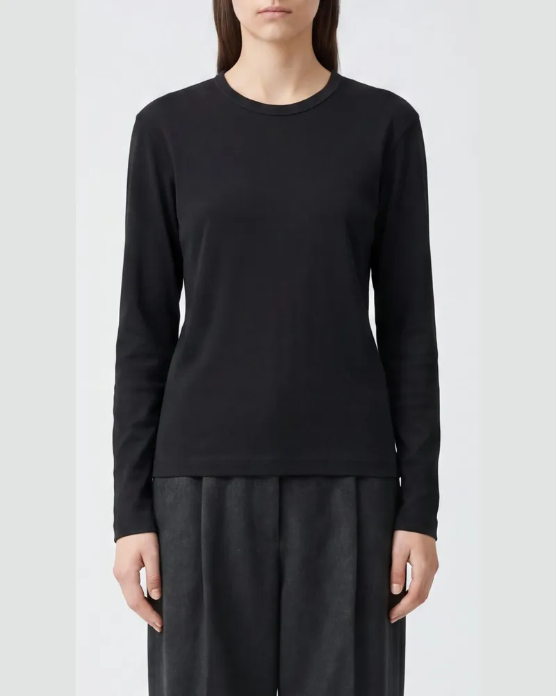 Christophe Lemaire Langärmeliges Slim-Fit-T-Shirt aus Baumwolle Schwarz