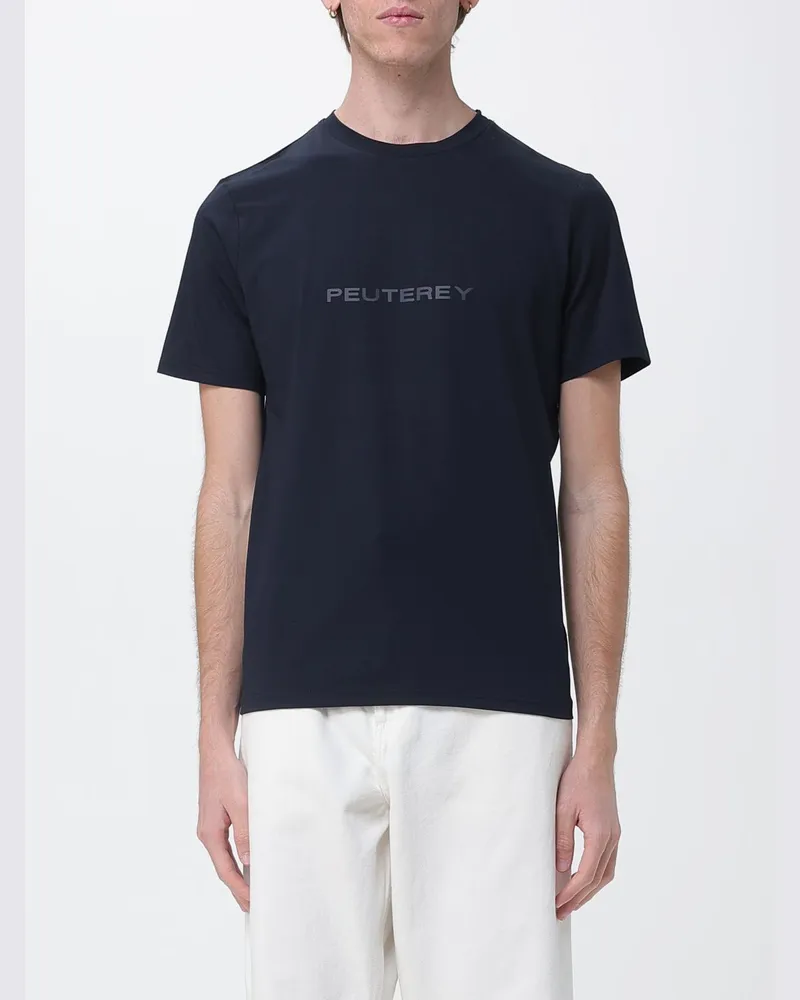 Peuterey T-Shirt aus Baumwollmischung mit Logo von Blau