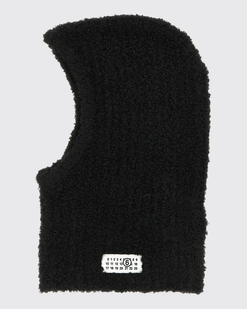 Maison Margiela Balaclava aus Wollmischung mit numerischem Logo Schwarz