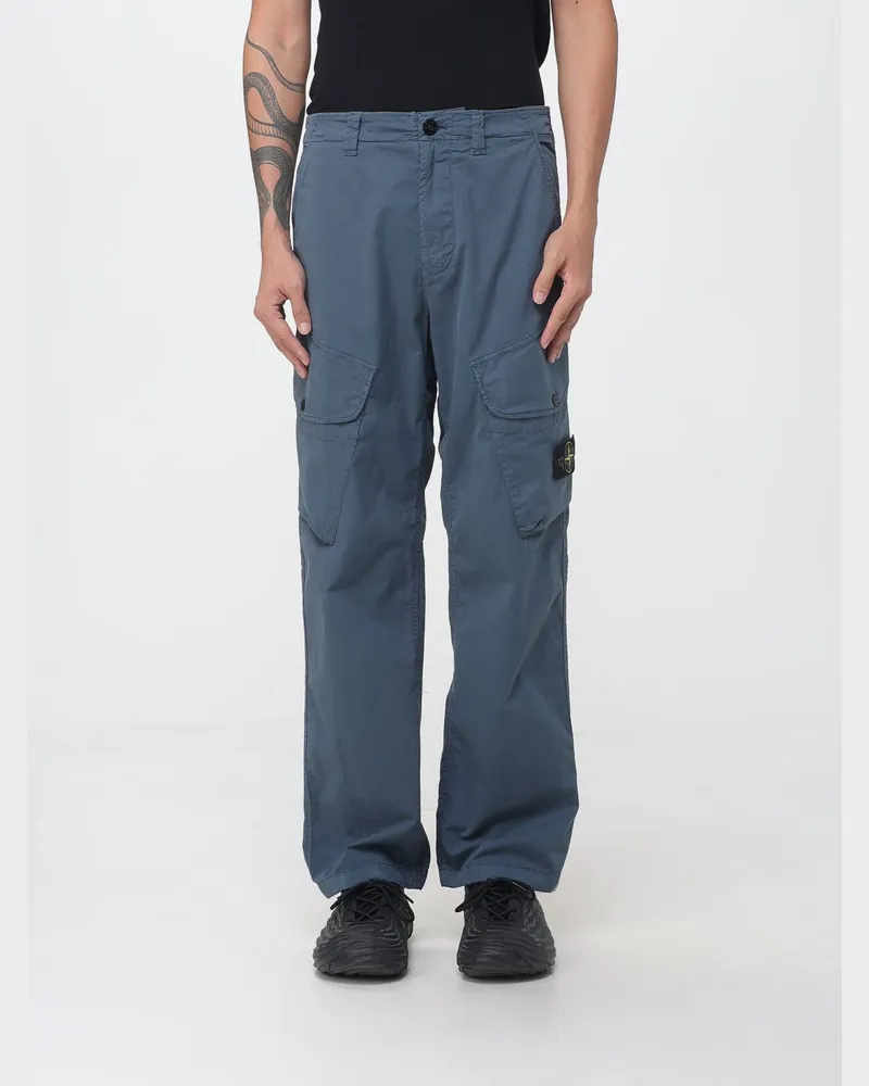 Stone Island Cargo-Hose aus Stretch-Baumwolltwill mit Logo-Badge Blau