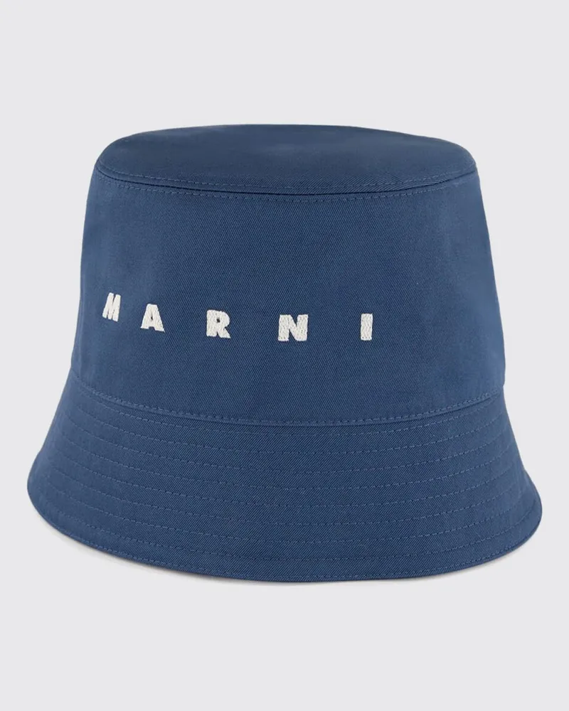 Marni Fischerhut aus Baumwolle mit Kontrast-Logo Türkis