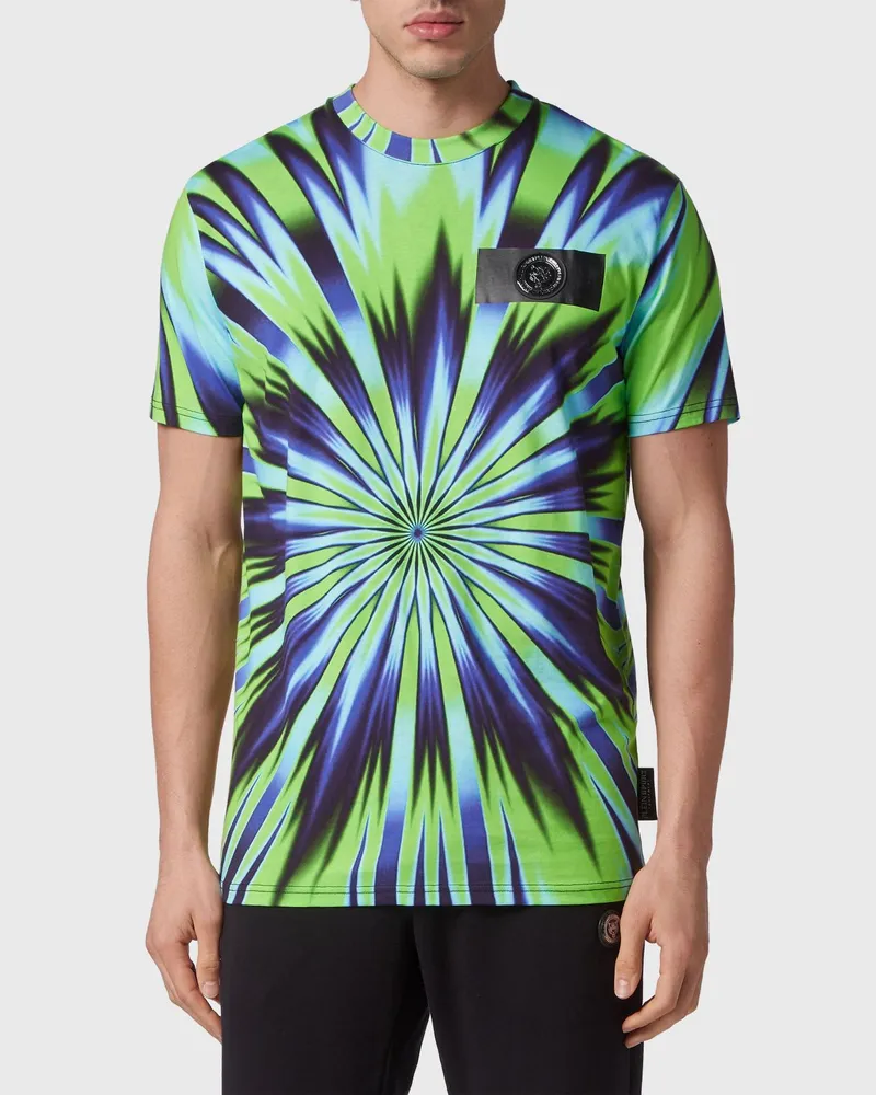 Philipp Plein Slim-Fit Polyester-T-Shirt von mit abstraktem Print und Logo Bunt