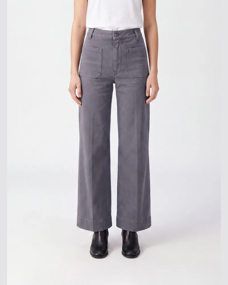 Victoria Beckham Straight-Fit-Jeans Alina mit hoher Taille aus Baumwolldenim Grau