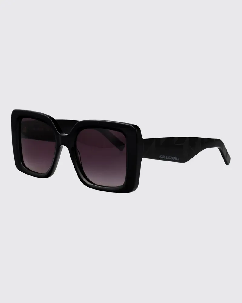 Karl Lagerfeld Oversize-Sonnenbrille im eckigen Vintage-Design aus Acetat Schwarz