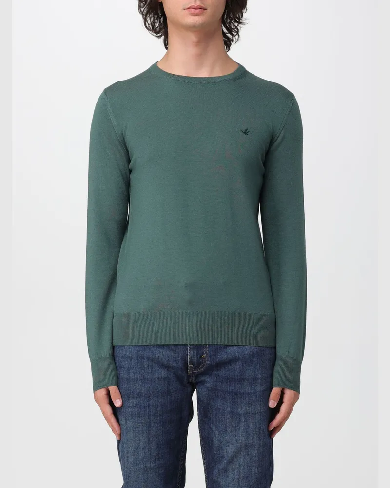 Brooksfield Wollpullover mit Rundhalsausschnitt, langen Ärmeln und Rippbündchen Grün