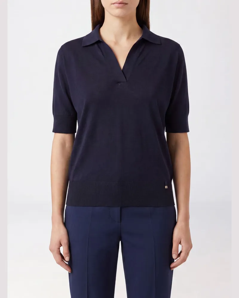 Herno Slim-Fit-Polohemd aus Lyocell-Strick mit französischem Kragen Navy
