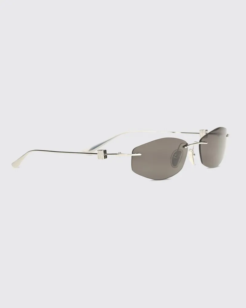 Balenciaga D-Frame Nano Rechteckige Sonnenbrille aus Metall mit getönten Gläsern Silber