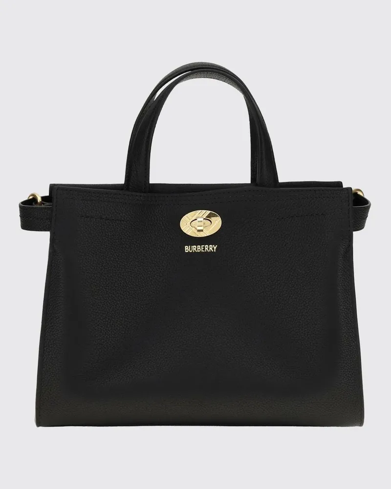 Burberry Kleine Tote-Tasche Cotswolds aus Kalbsleder mit Karomuster Schwarz