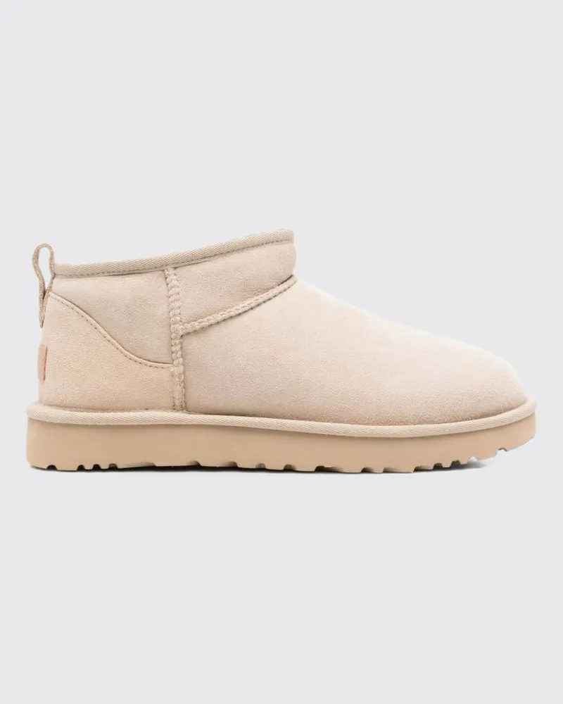 UGG Classic Ultra Mini Wasserdichte Veloursleder-Plateau-Stiefeletten Beige