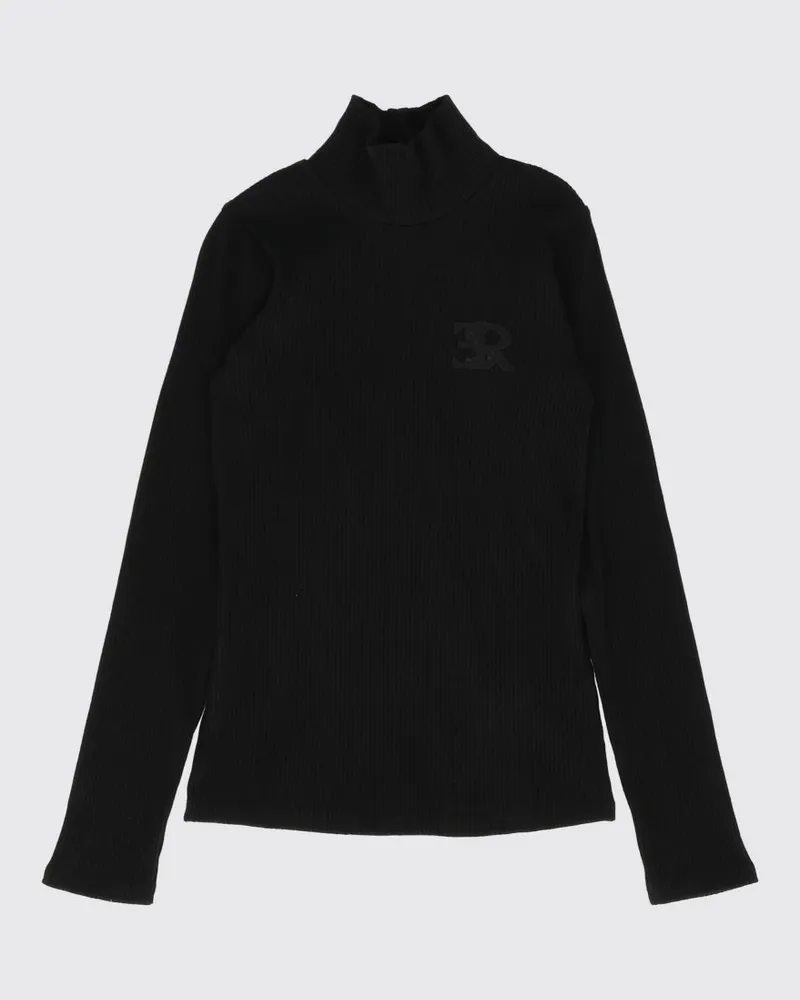 Ermanno Scervino Slim-Fit-Rollkragenpullover aus gerippter Viskose für Mädchen Schwarz