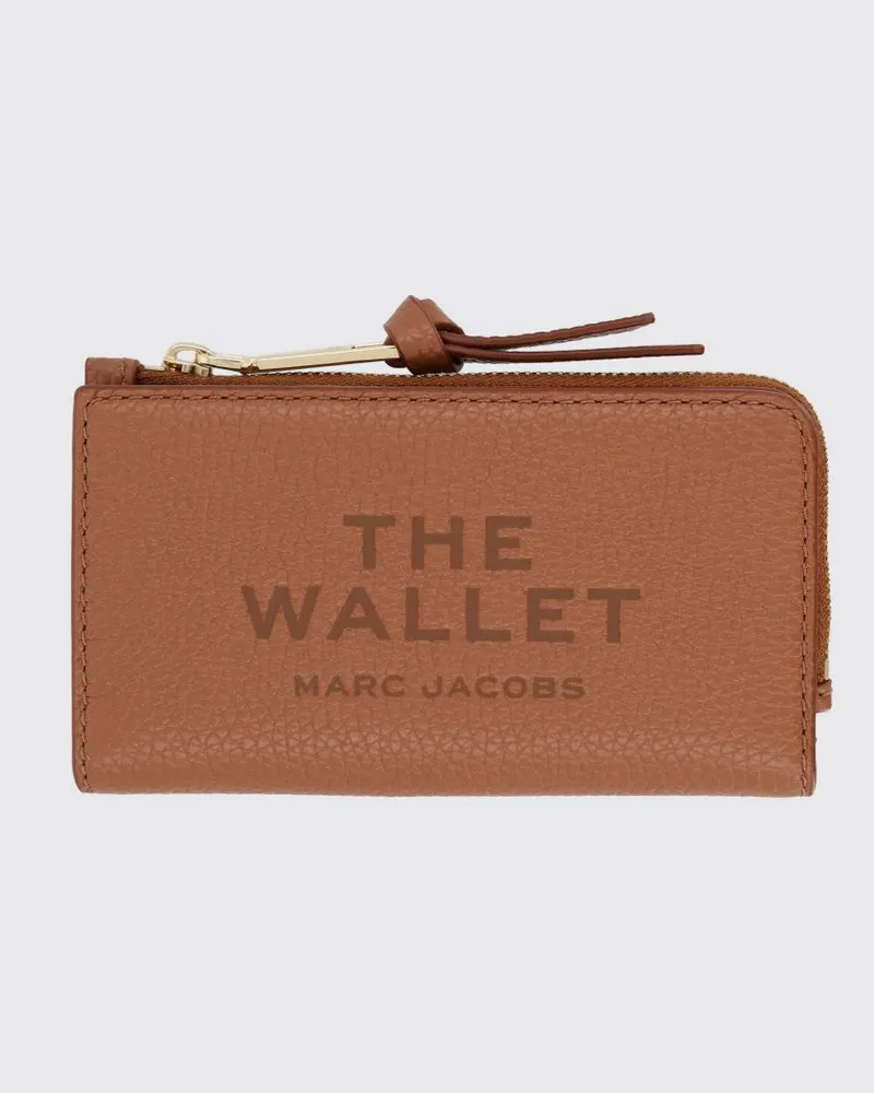 Marc Jacobs The Wallet Kartenetui aus genarbtem Leder mit Reißverschluss Braun