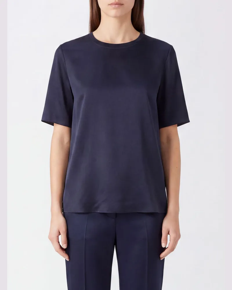 Joseph Kurzärmelige Seidenbluse mit Rundhalsausschnitt und minimalistischem Design Schwarz