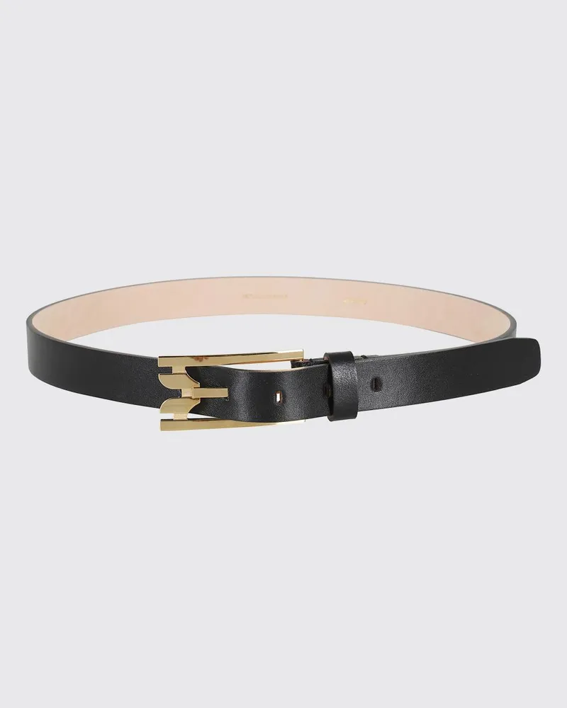 Victoria Beckham Gürtel aus glattem Kalbsleder mit Monogramm-Schnalle Schwarz