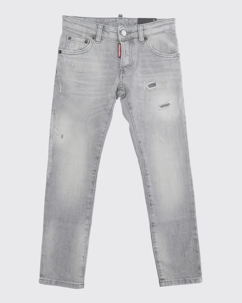 Dsquared2 Slim Fit Jungenjeans aus Baumwolldenim mit Used-Effekt Grau