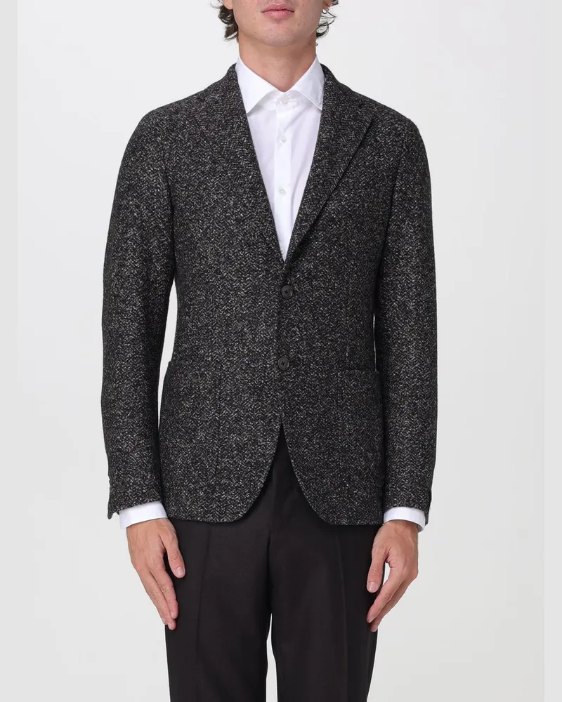 Tagliatore Slim Fit Einreiher-Blazer aus Wollmischung mit aufgesetzten Taschen Fa01