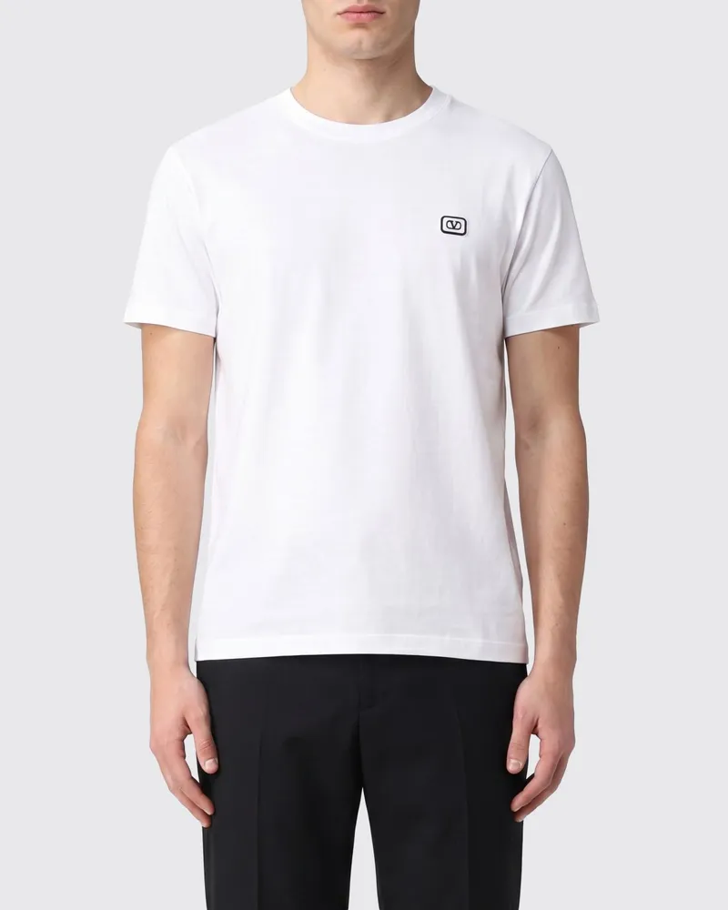 Valentino Garavani Slim Fit Baumwoll-T-Shirt mit VLogo Signature Ivory