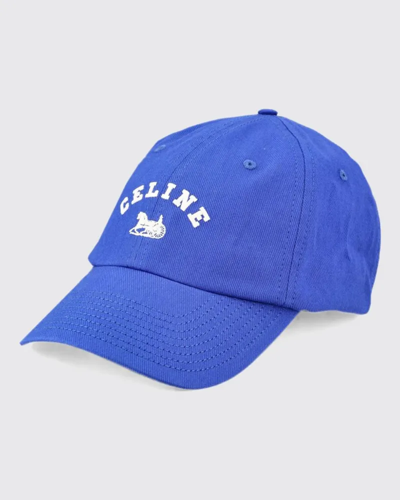 Celine Baseballkappe aus Baumwolle mit kontrastierendem gesticktem Logo Royal