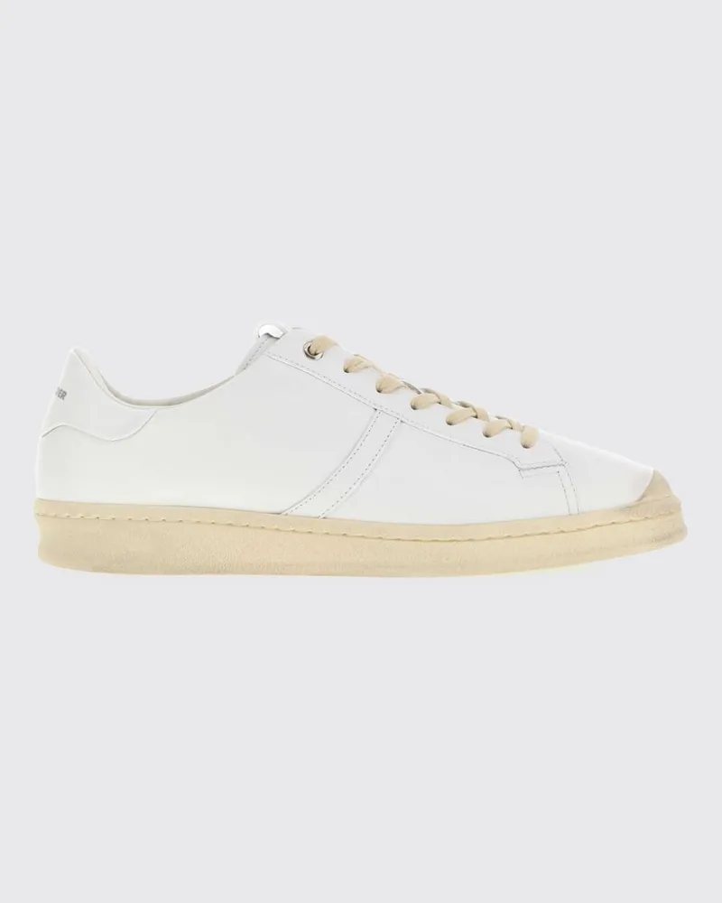 Jil Sander Low-Top-Sneakers aus glattem Kalbsleder mit Gummisohle Weiß