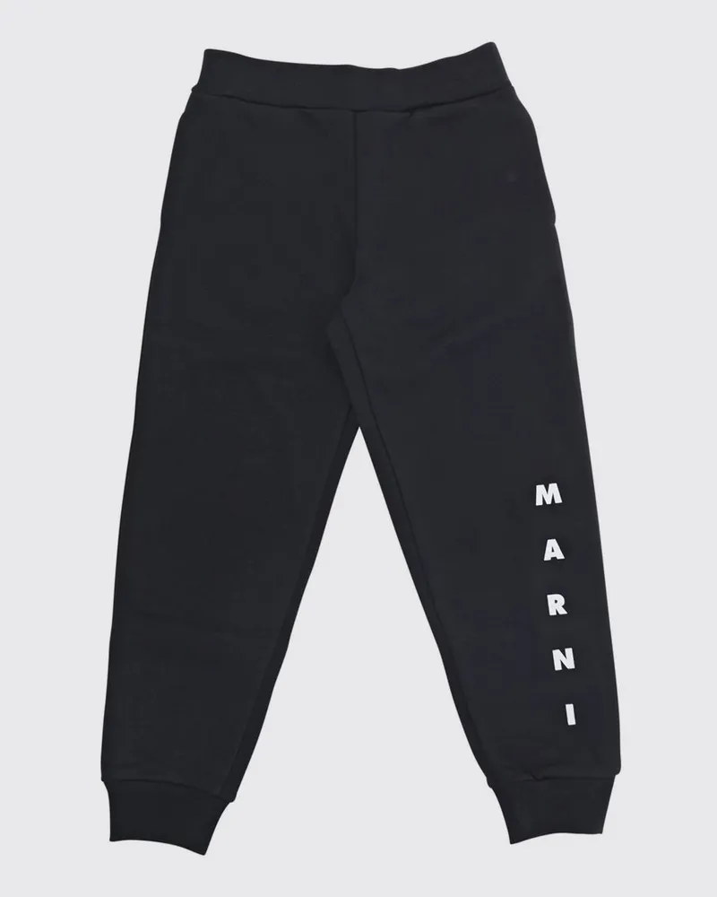 Marni Slim Fit Jogginghose für Jungen aus Baumwolle mit Kontrastlogo Schwarz
