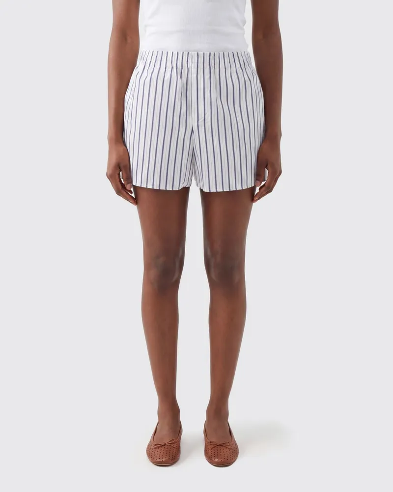 AMI Paris Gestreifte Boxer-Shorts aus Baumwolle mit elastischem Bund Weiß