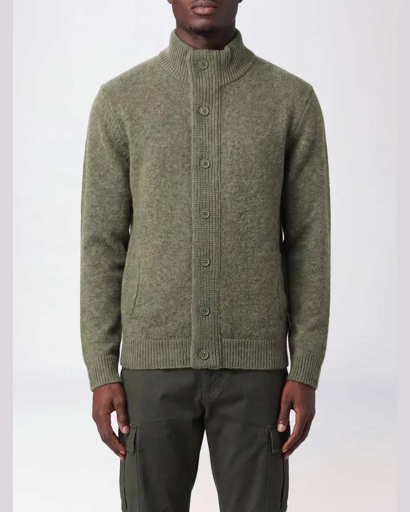Barbour Hochgeschlossener Cardigan aus reiner Wolle mit Knopfverschluss Grün