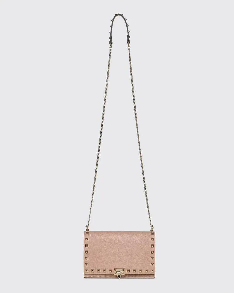 Valentino Garavani Rockstud Pochette aus genarbtem Leder Pink