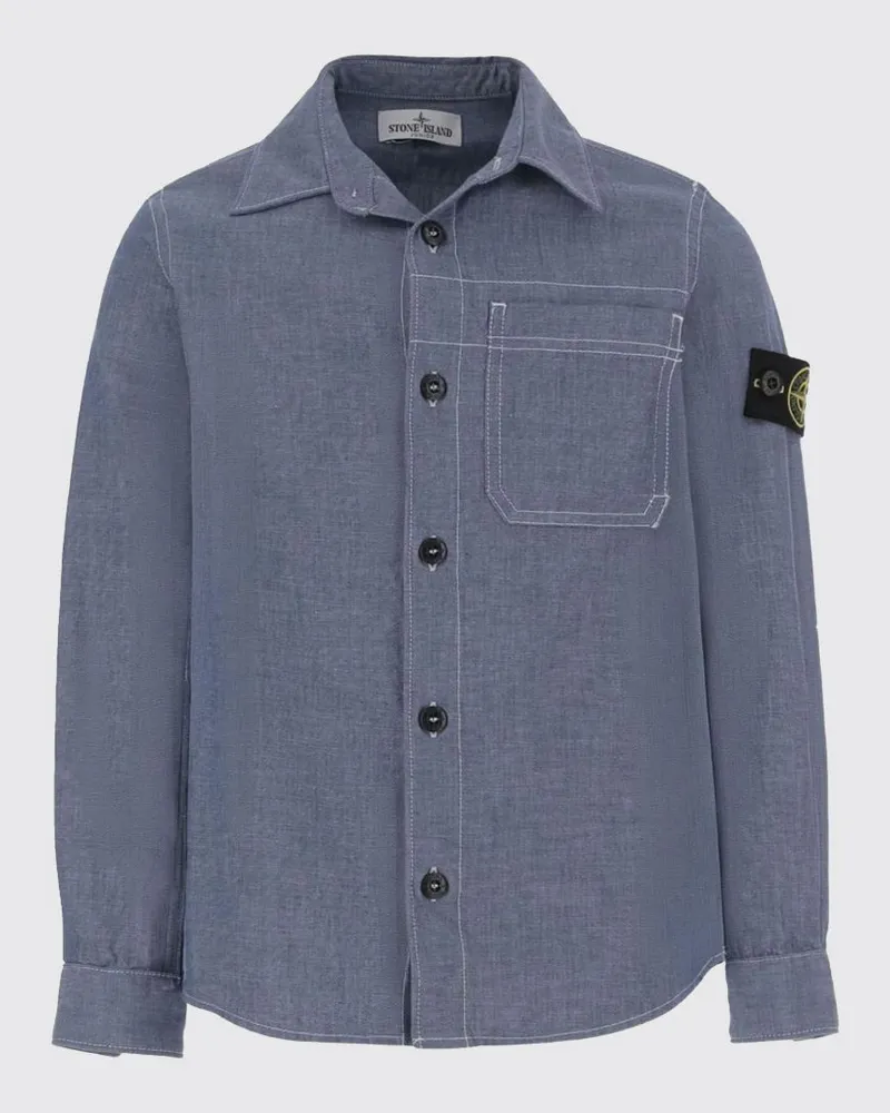 Stone Island Freizeit-Baumwollhemd Blau