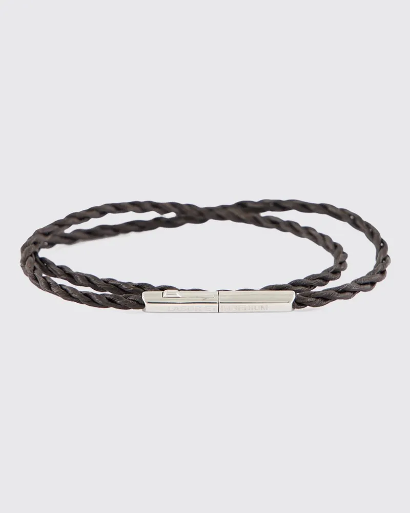 Bottega Veneta Double Rope Armband aus gewebtem Nappaleder und Silber Braun