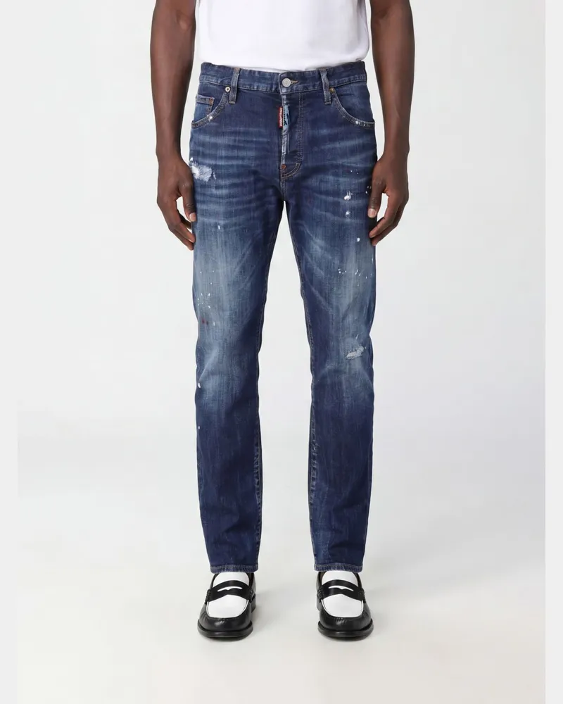 Dsquared2 Straight Fit 642 Jeans aus Baumwolldenim mit Used-Effekt Blau