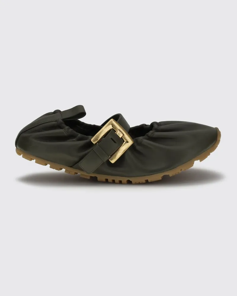Balmain Ballerinas aus Leder Olive