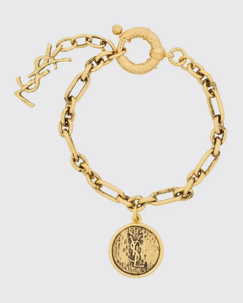 Saint Laurent Vergoldetes Messing-Armband mit Logo Gold