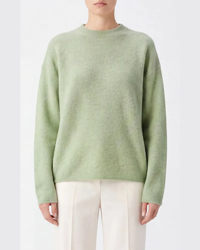 FRANKIE Shop Pullover mit Rundhalsausschnitt aus Mohairmischung mit überschnittenen Schultern Gelb
