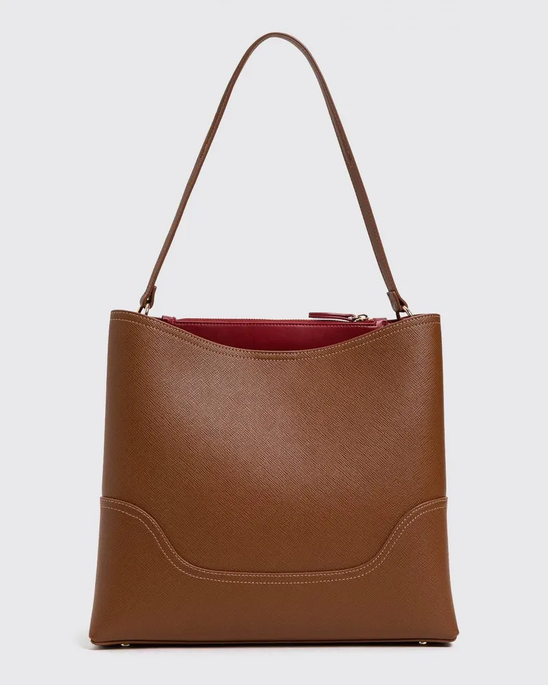 Twin-Set Schultertasche von aus Kunstleder in Saffiano-Optik mit Magnetverschluss Rot